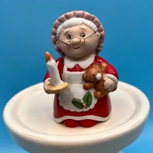 Mrs. Claus Figurine with Candle and Teddy Bear
